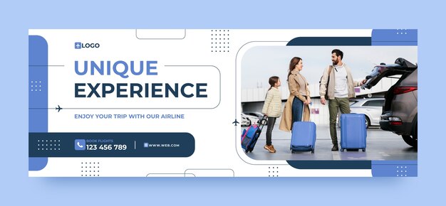 Flache Airline-Social-Media-Cover-Vorlage