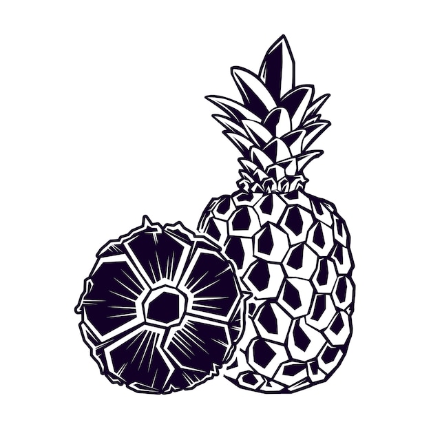 Flache ananas-silhouette-illustration