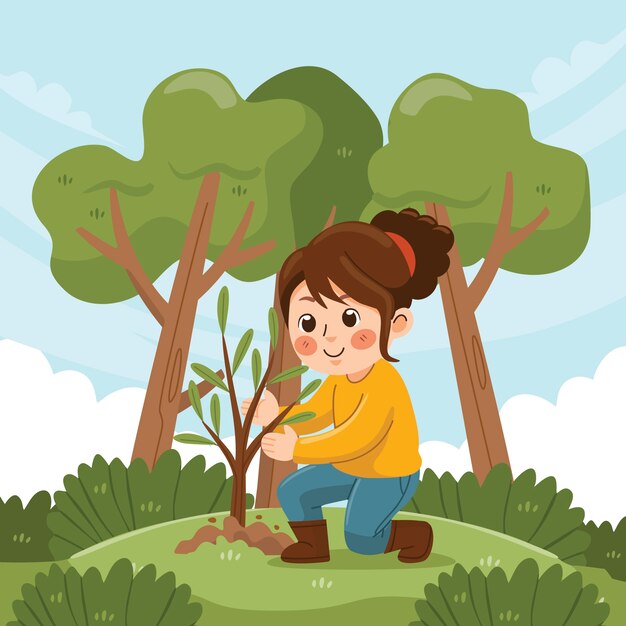 Flache Arbor Day Illustration