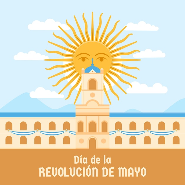 Kostenloser Vektor flache argentinische dia de la revolucion de mayo illustration