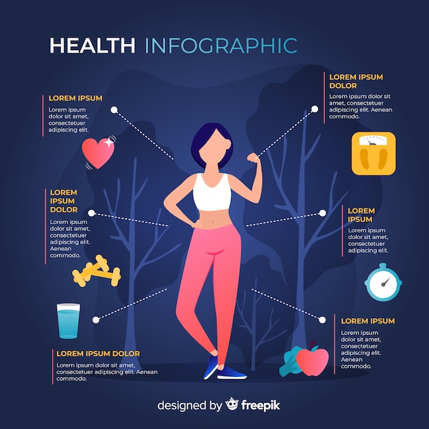 Flache Art der infographic Schablone der Gesundheit