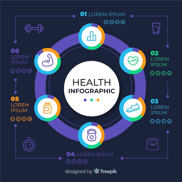 Flache art der infographic schablone der gesundheit