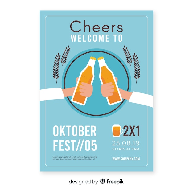 Flache art der oktoberfestplakat-schablone