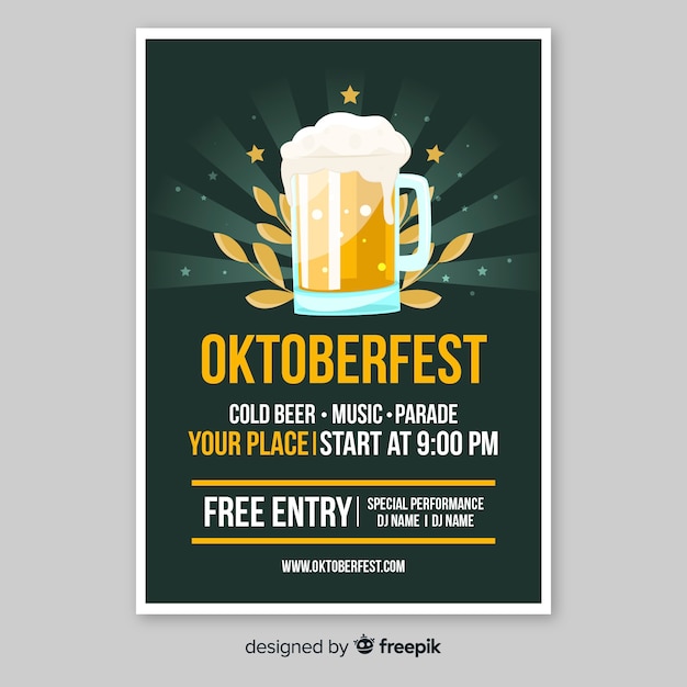 Kostenloser Vektor flache art der oktoberfestplakat-schablone