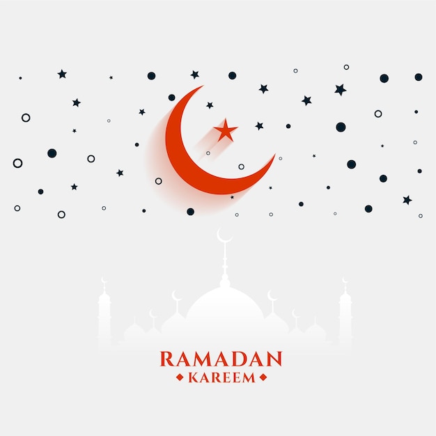 Flache Art Ramadan Kareem Gruß mit Mond und Stern