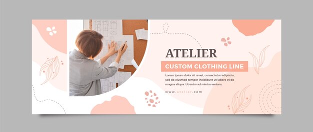 Flache Atelier-Social-Media-Cover-Vorlage mit abstrakten Formen