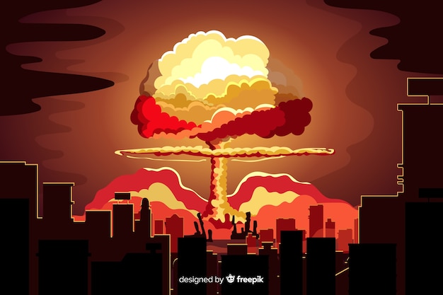 Flache Atombombe in einer Stadt