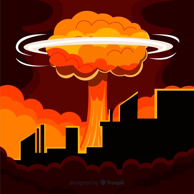 Flache Atombombe in einer Stadt