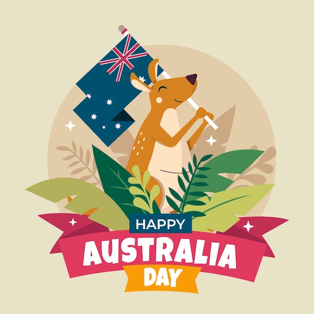 Flache australien-tagesillustration