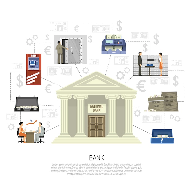 Flache bank infografiken