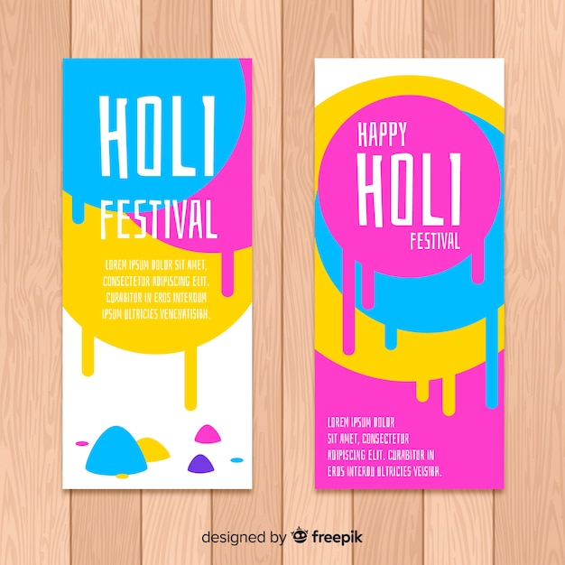 Flache banner holi festival