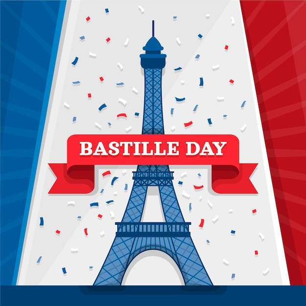 Flache bastille-tagesillustration