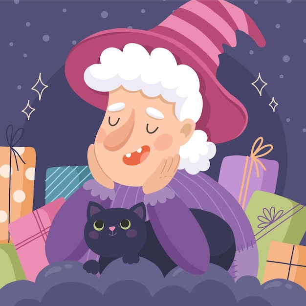 Kostenloser Vektor flache befana-illustration