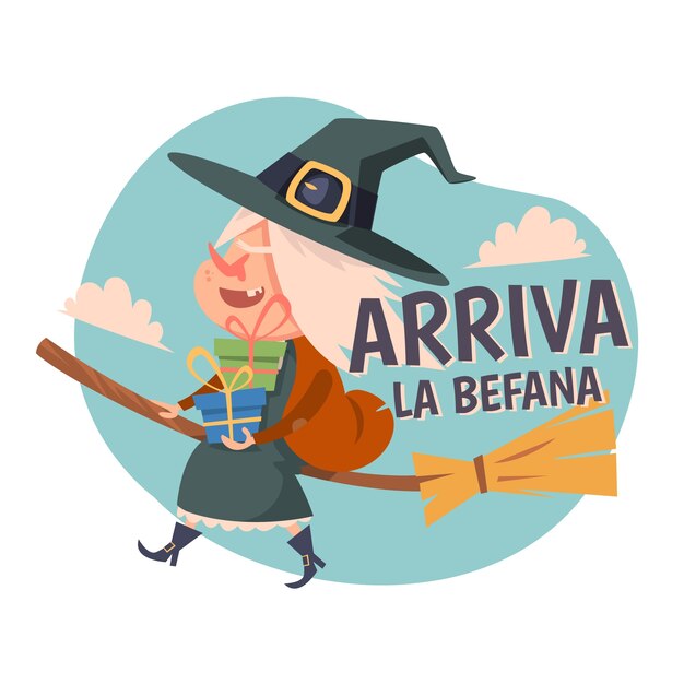 Flache Befana-Illustration