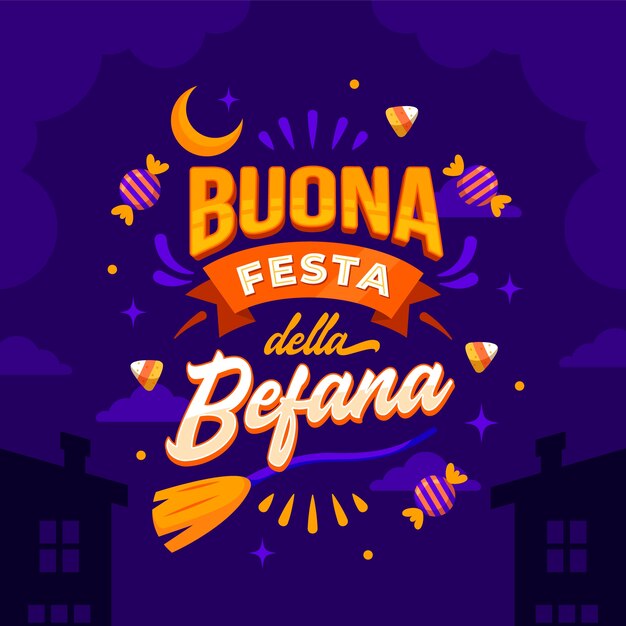 Flache befana-textillustration