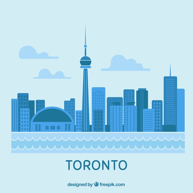 Kostenloser Vektor flache blaue skyline von toronto