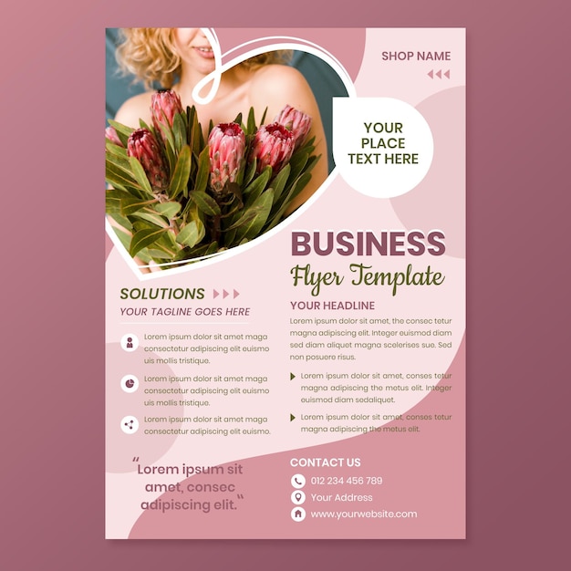 Flache Blumenladen a5 Flyer Vorlage