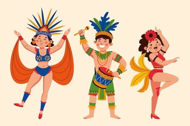 Kostenloser Vektor flache brasilianische karnevalsfeiercharakterillustration