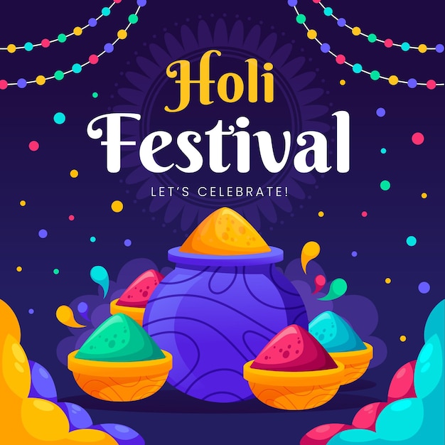 Kostenloser Vektor flache bunte holi gulal