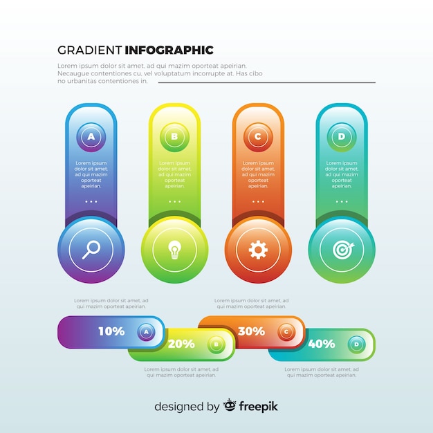 Flache bunte infographic schrittsammlung