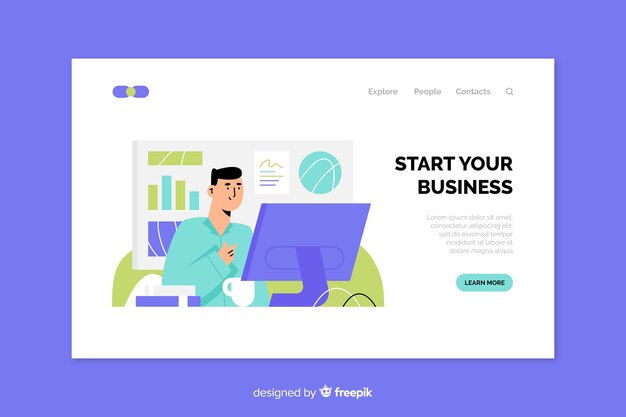 Flache Business-Landing-Page-Vorlage