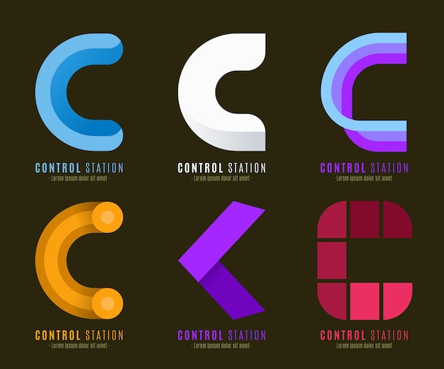 Kostenloser Vektor flache c logo-schablonensammlung