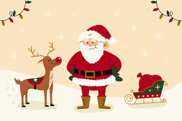 Flache Cartoon-Santa-Illustration für die Weihnachtszeit
