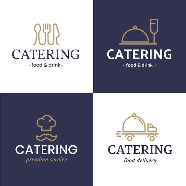 Flache Catering-Logo-Vorlagensammlung