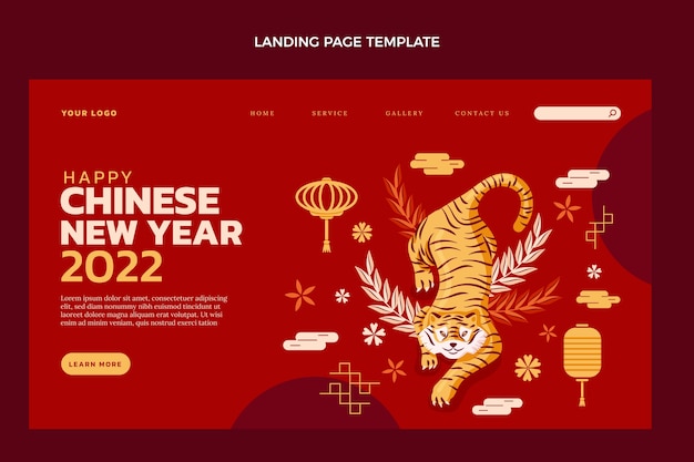 Flache chinesische neujahrs-landingpage-vorlage