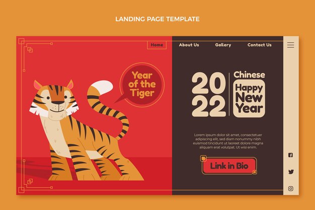 Kostenloser Vektor flache chinesische neujahrs-landingpage-vorlage