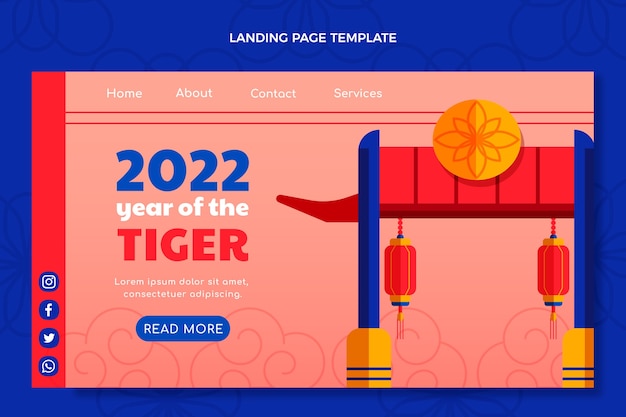 Flache chinesische neujahrs-landingpage-vorlage