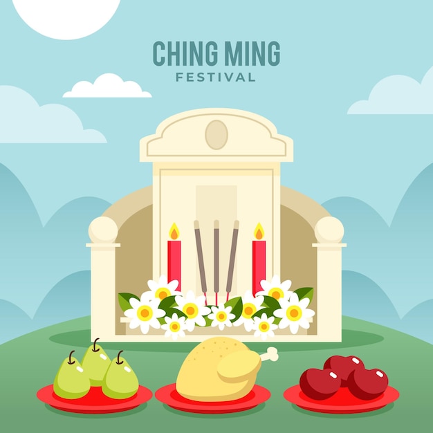 Kostenloser Vektor flache ching ming festival feier illustration
