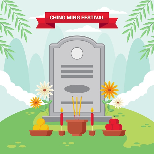 Flache ching ming festival feier illustration