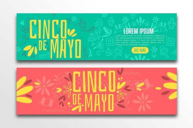 Flache cinco de mayo banner gesetzt