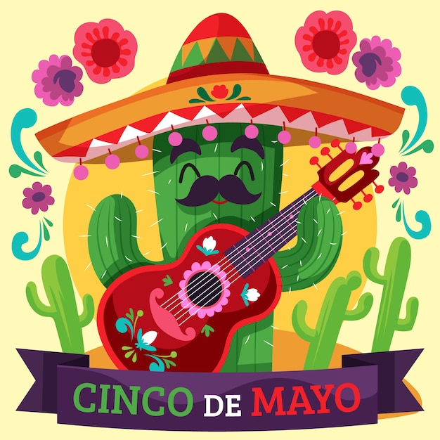 Kostenloser Vektor flache cinco de mayo-illustration