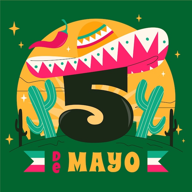 Kostenloser Vektor flache cinco de mayo illustration