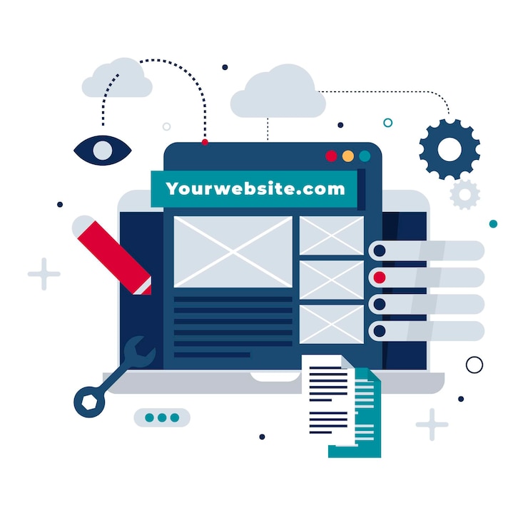 Kostenlose Vektor flache cms konzeptillustration
