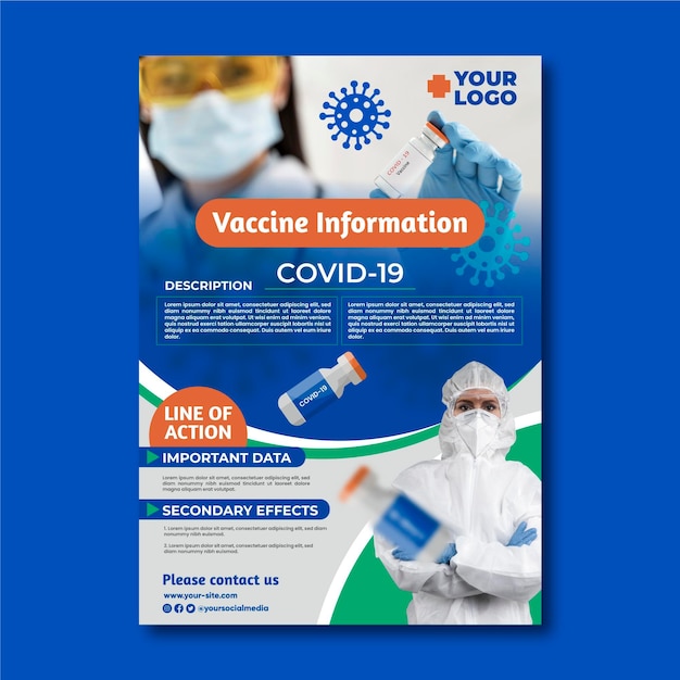 Kostenloser Vektor flache coronavirus-impfflyer-vorlage