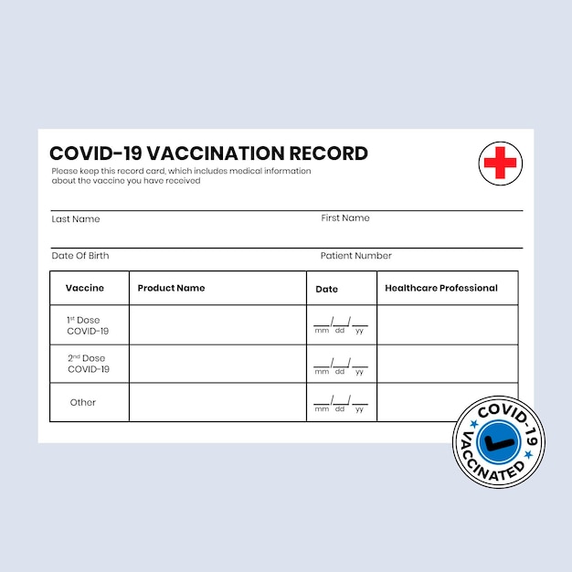 Flache coronavirus-impfkarte