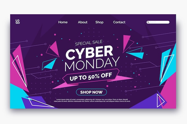 Flache cyber-monday-landing-page-vorlage