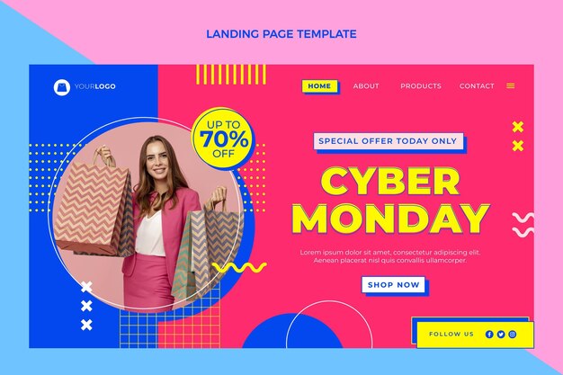 Flache Cyber-Monday-Landing-Page-Vorlage