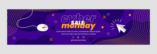 Flache Cyber-Monday-Twitch-Banner-Vorlage