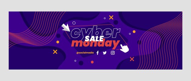 Flache cyber-monday-twitter-header-vorlage