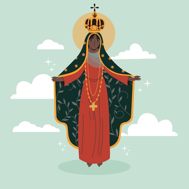 Flache Darstellung der Nossa senhora aparecida