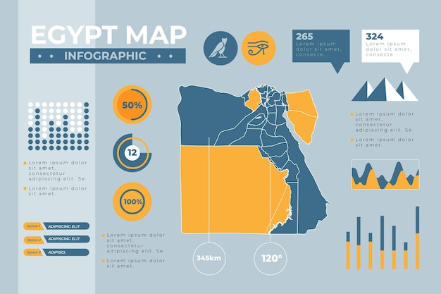 Flache design ägypten karte infografik