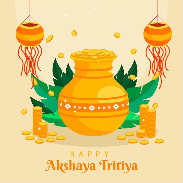 Kostenloser Vektor flache design akshaya tritiya illustration