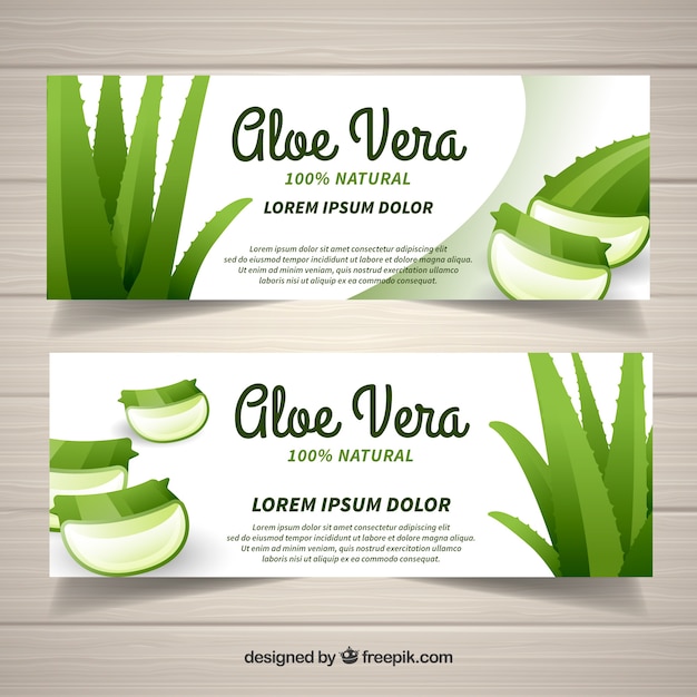 Kostenloser Vektor flache design aloe vera produkte banner