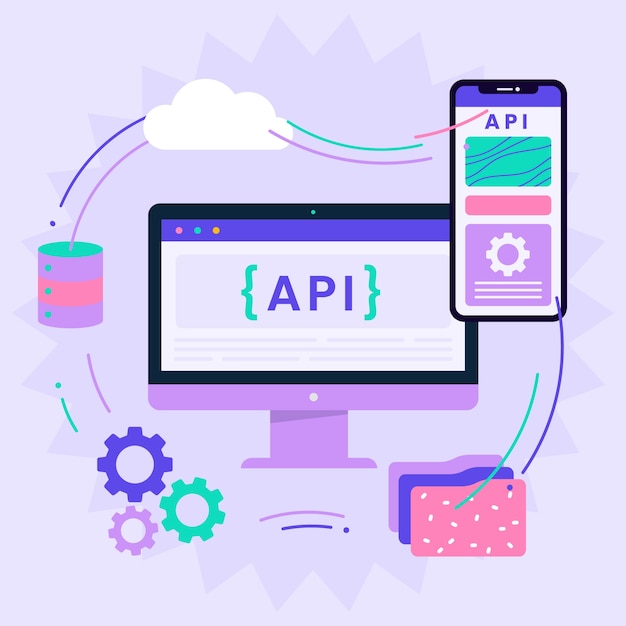 Flache Design-API-Illustration