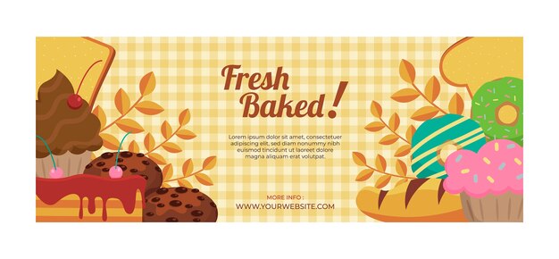 Flache Design-Bäckerei-Facebook-Cover-Vorlage