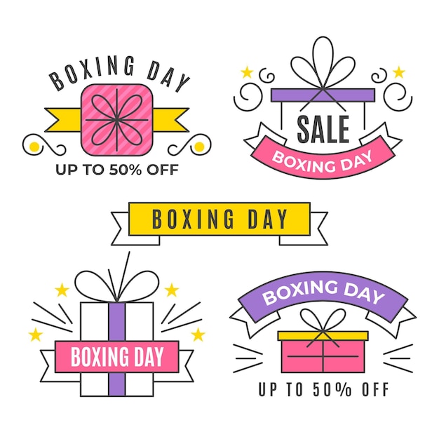 Flache design boxing day abzeichen sammlung